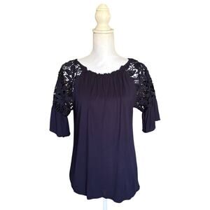 Loft Lace Ruffle Sleeve Top- Size Medium